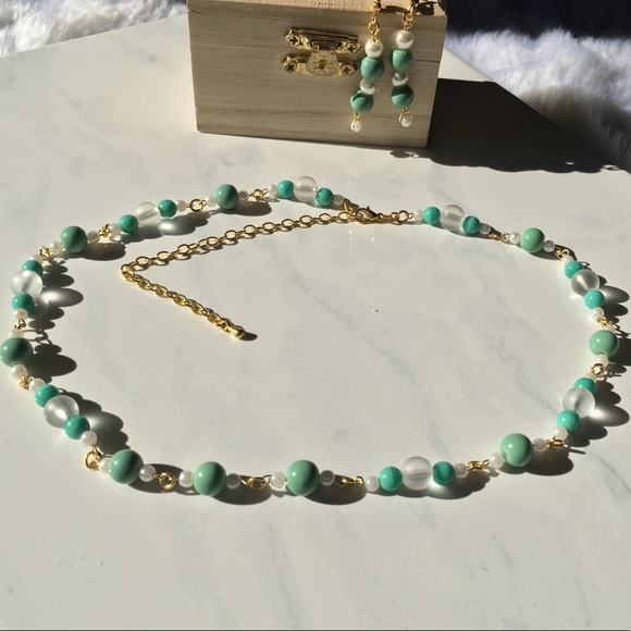 SALE✨BUNDLE Jade & Pearl Necklace + Earrin Set CCO - Picture 4 of 4